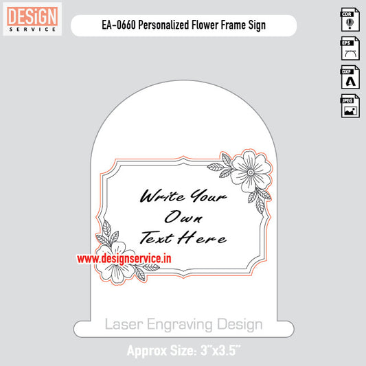 Engraving Design Personalized Flower Frame Sign