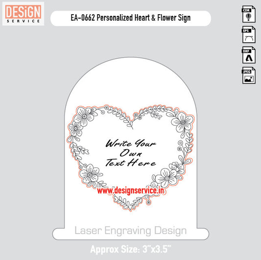 Engraving Design Personalized Heart & Flower Sign