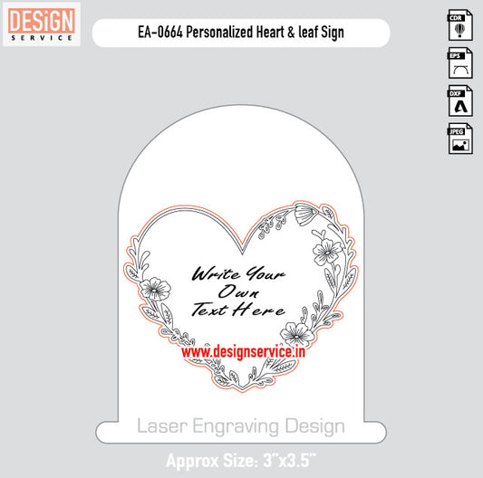 Engraving Design Personalized Heart & leaf Sign