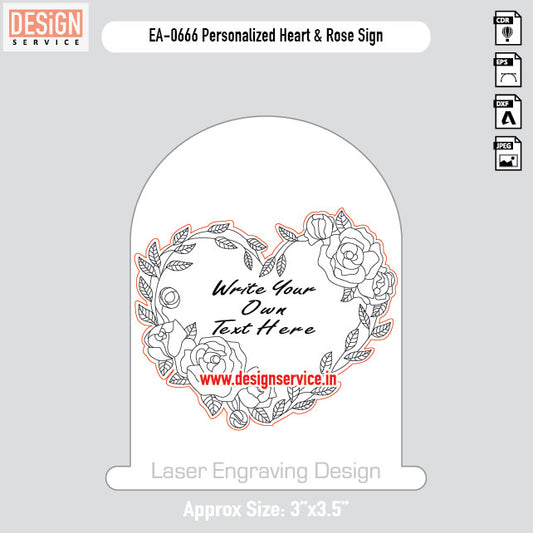 Engraving Design Personalized Heart & Rose Sign