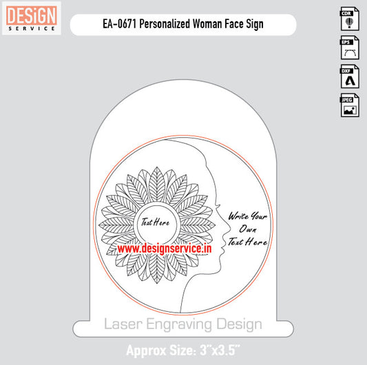 Engraving Design Personalized Woman Face Sign