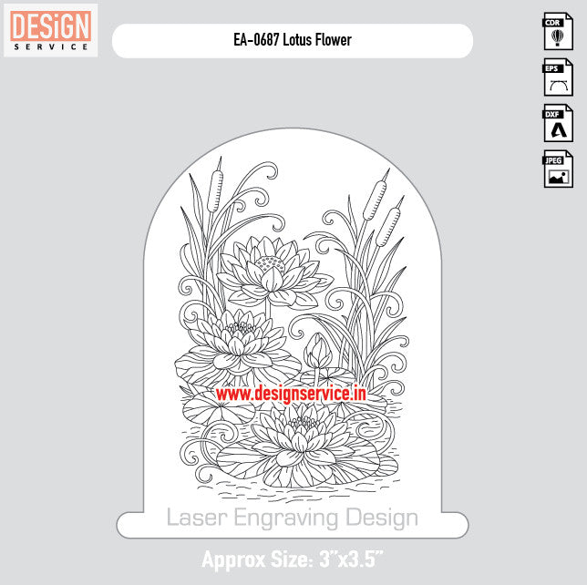 Engraving Design Lotus Flower