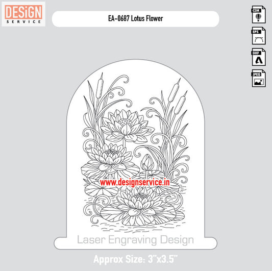 Engraving Design Lotus Flower