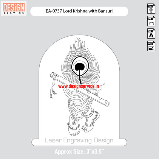 Engraving Design Lord Krishna with Bansuri