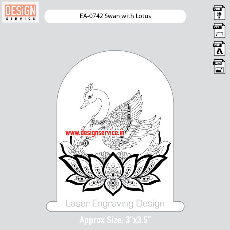 Engraving Design Swan with Lotus