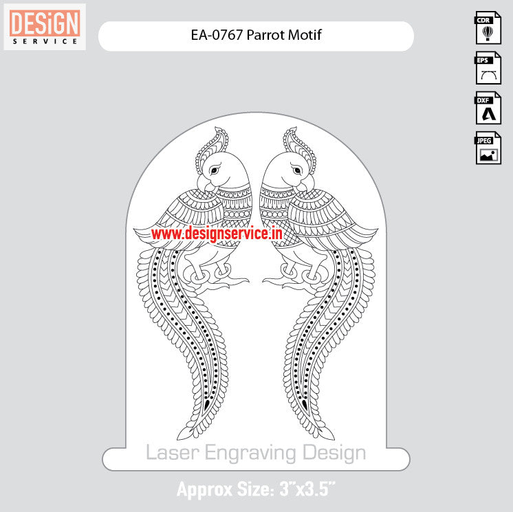 Engraving Design Parrot Motif