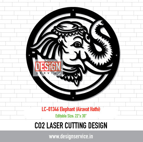 Laser Cutting Design Elephant (Airavat Hathi)