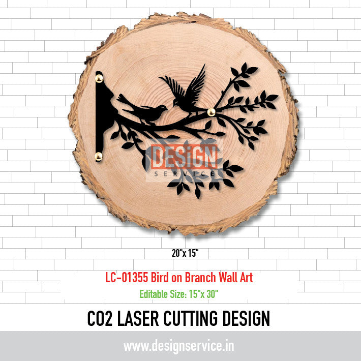 Laser Cutting Design Bird on Branch Wall Art