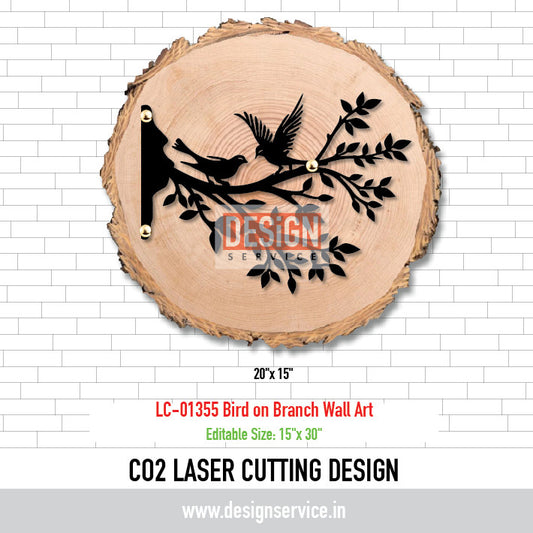 Laser Cutting Design Bird on Branch Wall Art