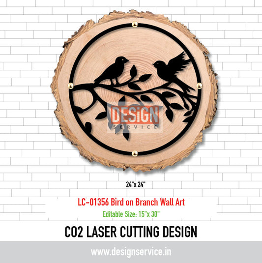 Laser Cutting Design Bird on Branch Wall Art