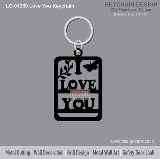 Love You Keychain Laser Cutting Design