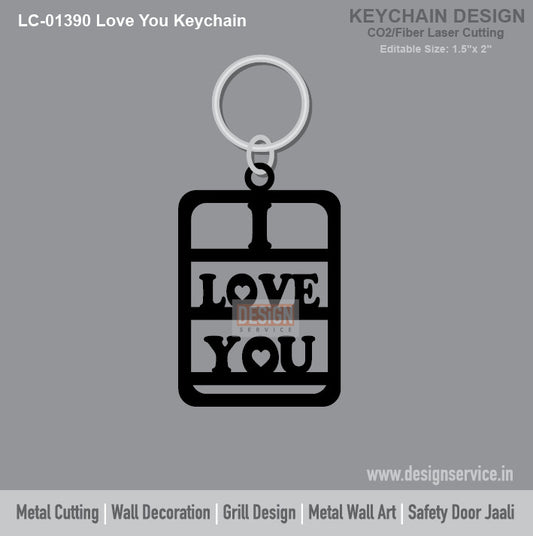 Love You Keychain Laser Cutting Design