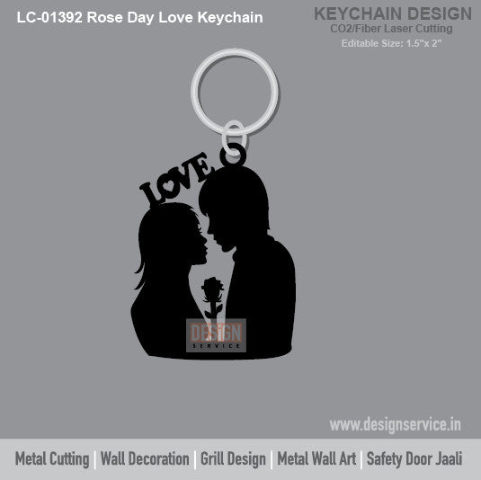 Rose Day Love Keychain Laser Cutting Design
