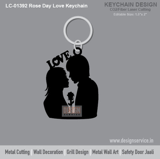 Rose Day Love Keychain Laser Cutting Design