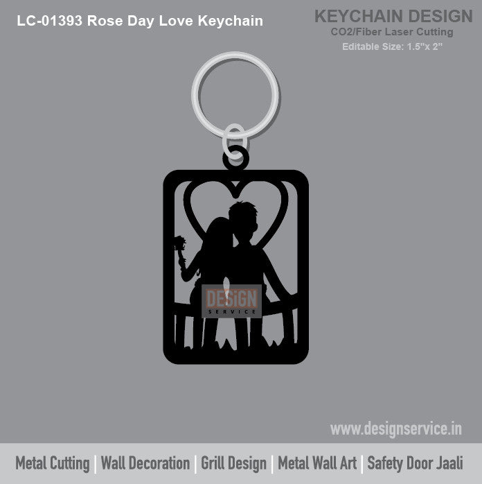 Rose Day Love Keychain Laser Cutting Design