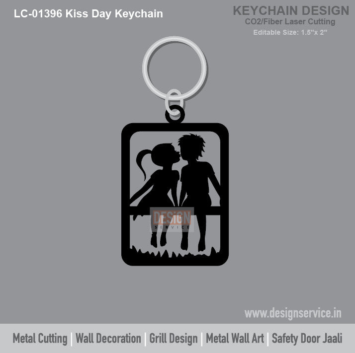 Kiss Day Keychain Laser Cutting Design