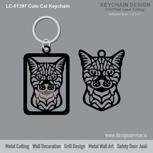 Cute Cat Keychain Laser Cutting Design