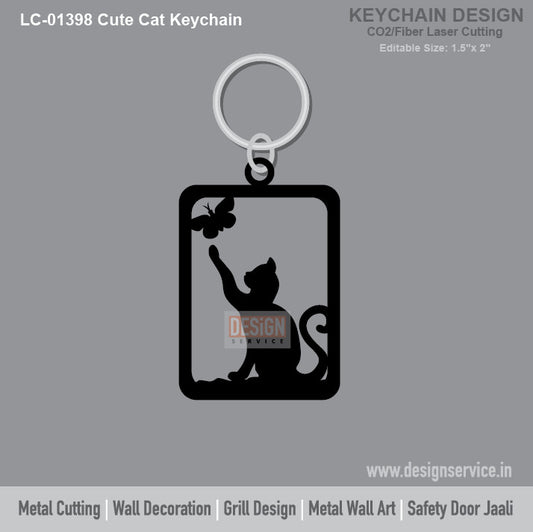Cute Cat Keychain Laser Cutting Design