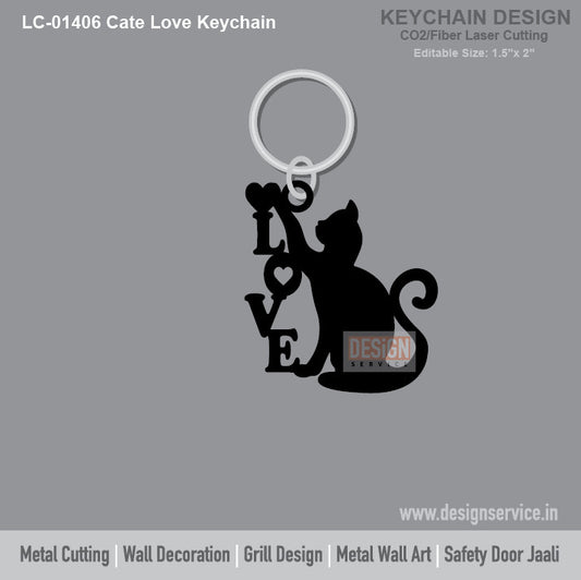 Cate Love Keychain Laser Cutting Design