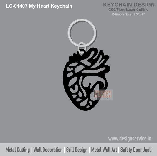 My Heart Keychain Laser Cutting Design