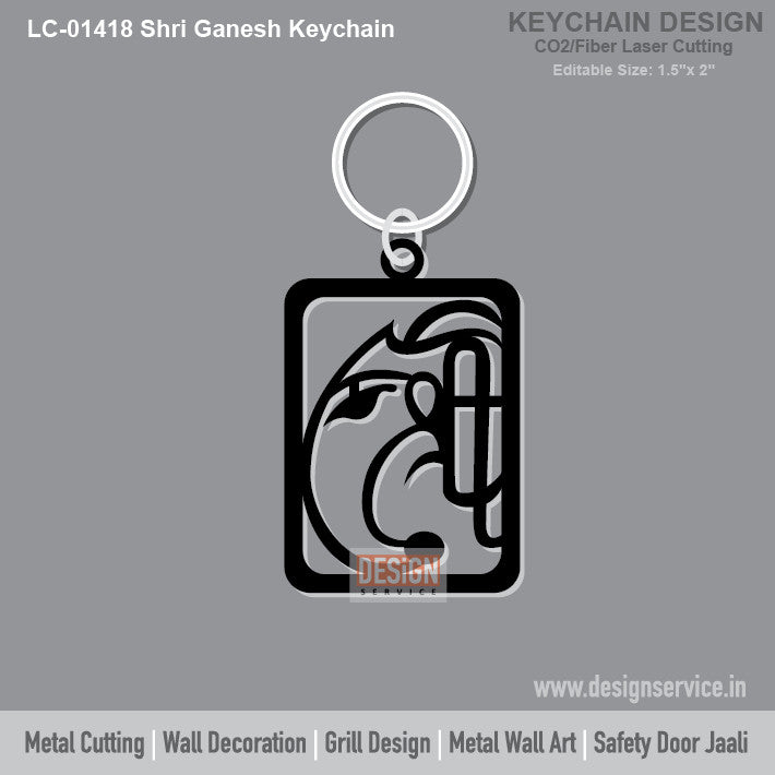 Shri Ganesh Keychain Laser Cutting Design