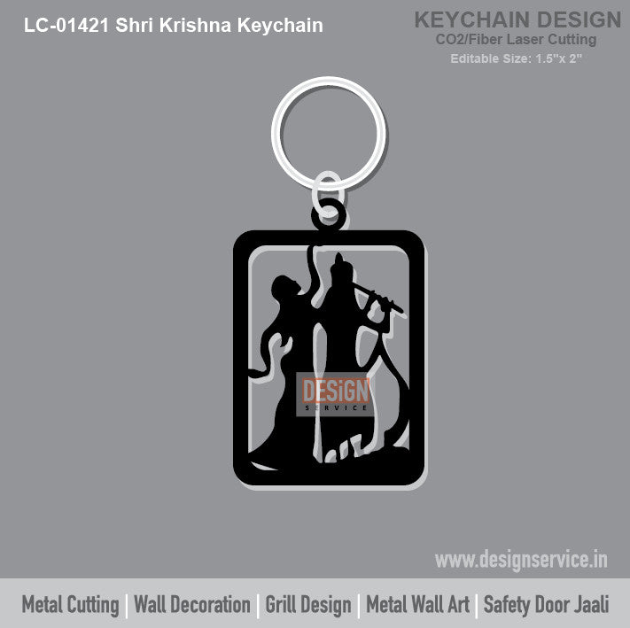 Shri Krishna Keychain Laser Cutting Design