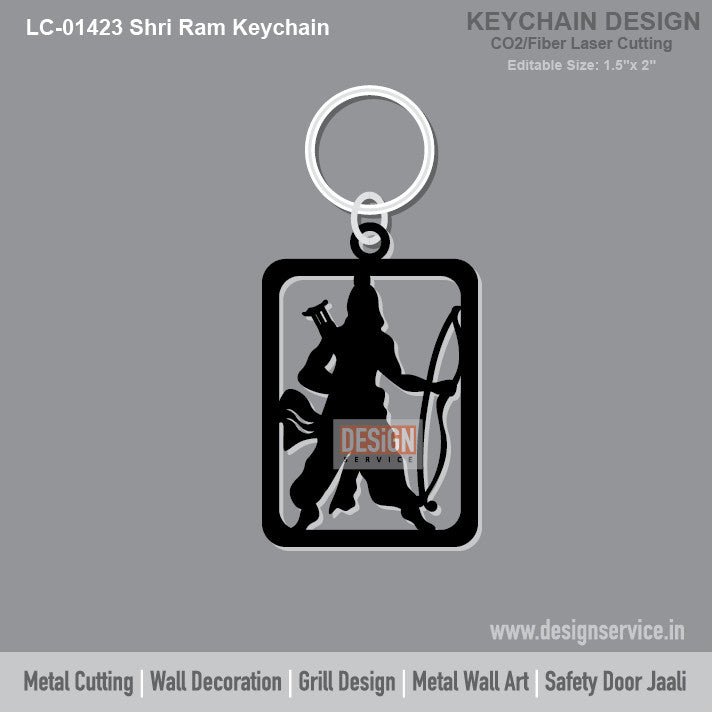 Shri Ram Keychain Laser Cutting Design