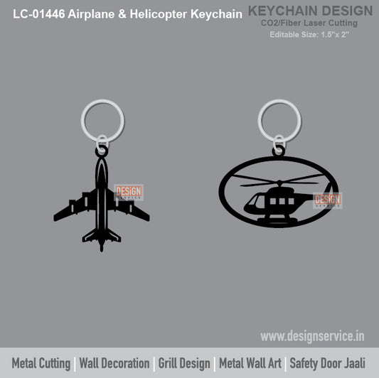 Airplane & Helicopter Keychain Laser Cutting Design