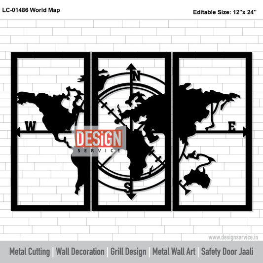 World Map Laser Cutting Design