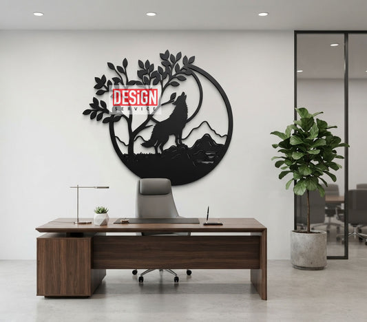 Moon and Wolf Laser Cutting Design