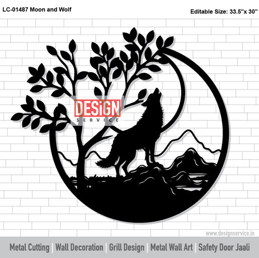 Moon and Wolf Laser Cutting Design