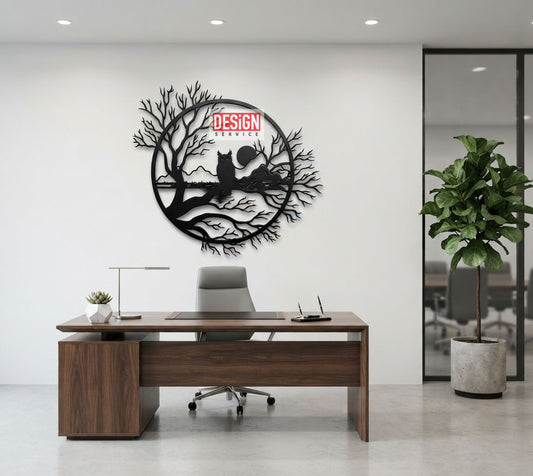 Owl and Moon Laser Cutting Design