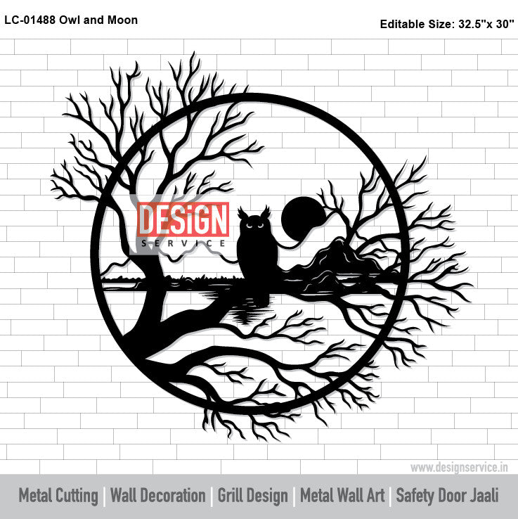 Owl and Moon Laser Cutting Design