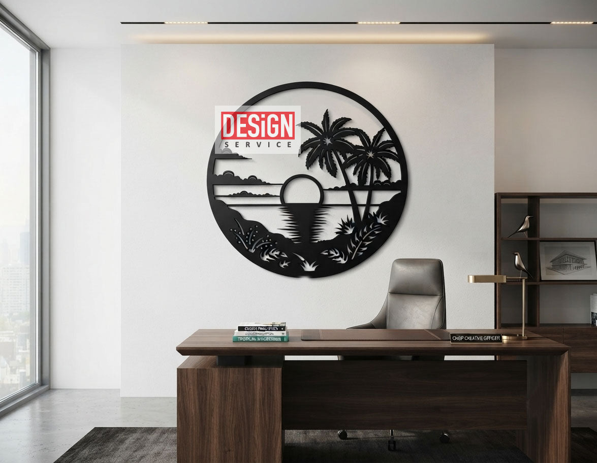 Laser Cutting Design Tropical Sunset Wall Art