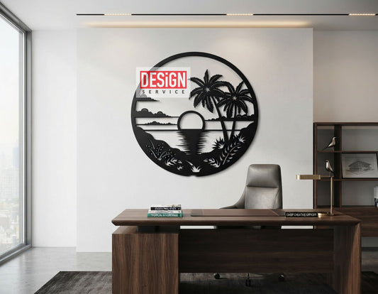 Laser Cutting Design Tropical Sunset Wall Art