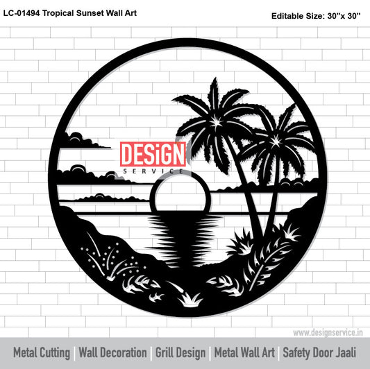 Laser Cutting Design Tropical Sunset Wall Art