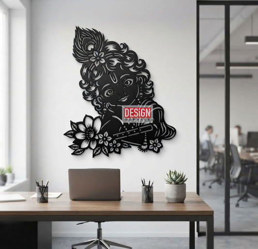 Lord Shri Krishna Laser Cutting Design