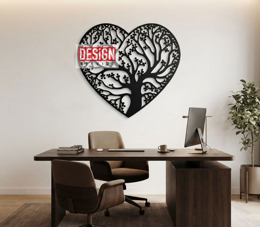Tree With Heart Laser Cutting Design