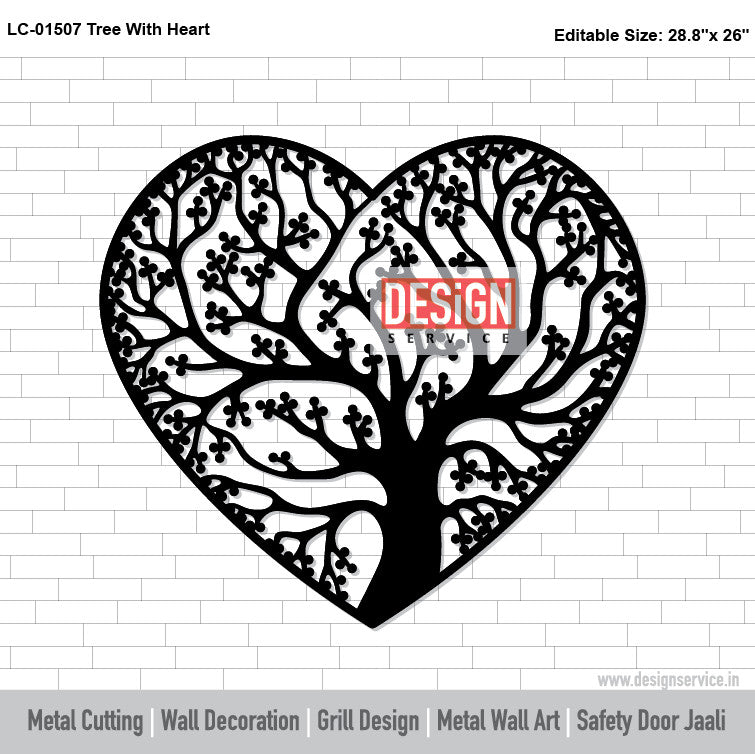 Tree With Heart Laser Cutting Design