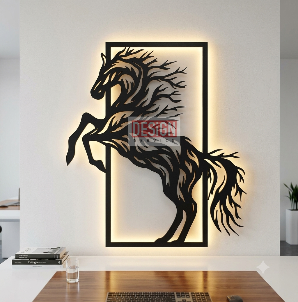 Laser Cutting Design Horse tree