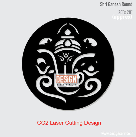 Shri Ganesh Round Laser Cutting Design