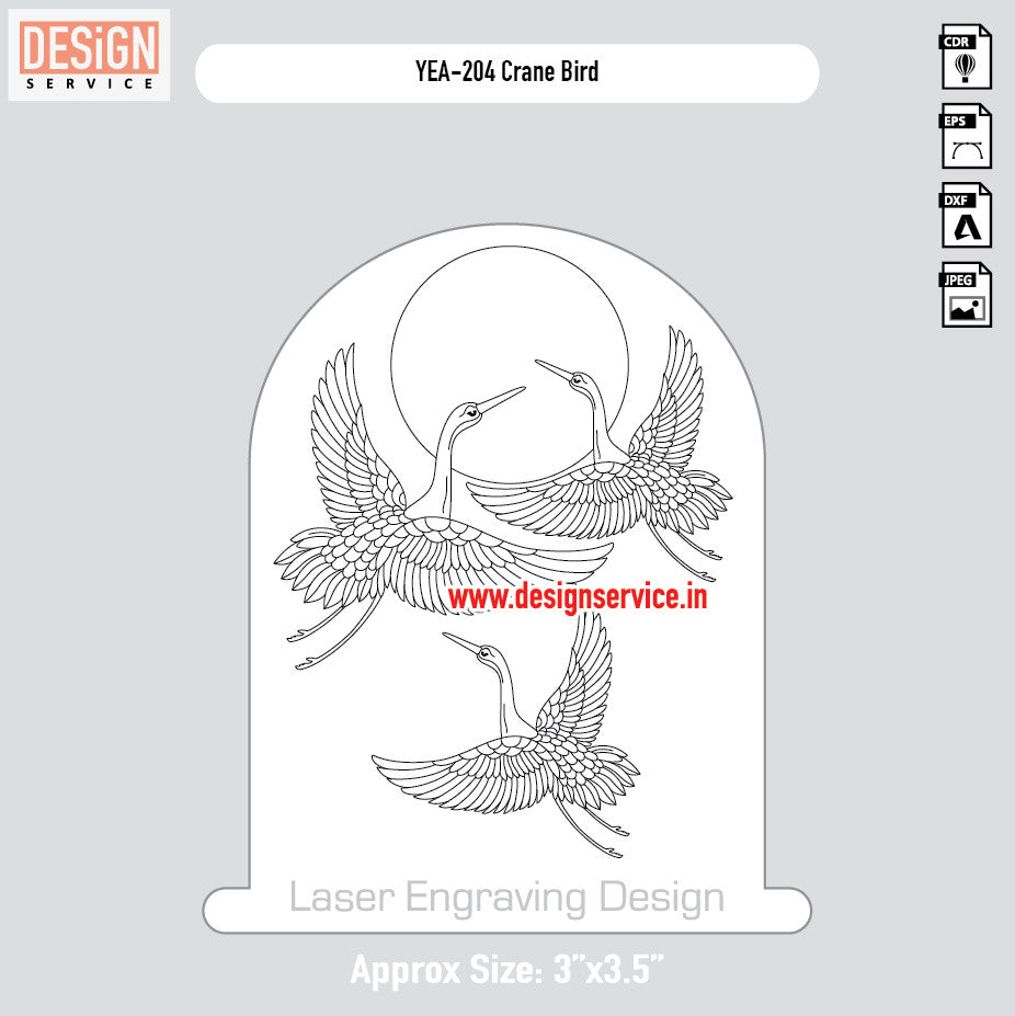 Crane Bird Engraving Design