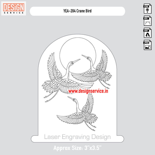 Crane Bird Engraving Design