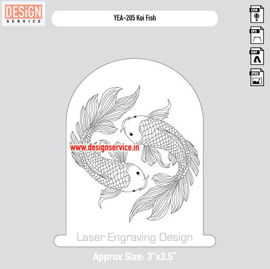 Koi Fish Engraving Design